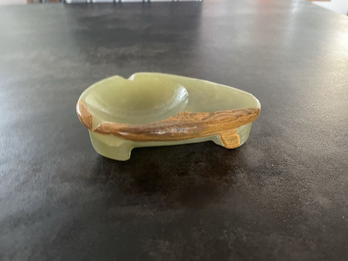 Portacenere: Cendrier Vintage Onyx Vert et Brun – Usato da Vallamand venduto da Bricbracbroc82 1