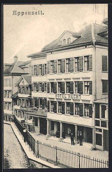 Cartoline postali: AK Appenzell, Hotel Hecht, 1908 – Usato da Berlin venduto da bartko-reher