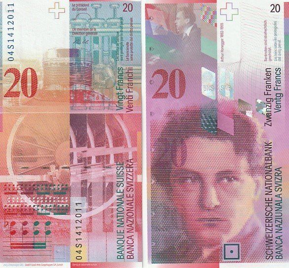 Banconote: 20 Franken 2004 bankfrisch unz – Nuovo e nell'imballaggio originale da Gelterkinden venduto da Cakir