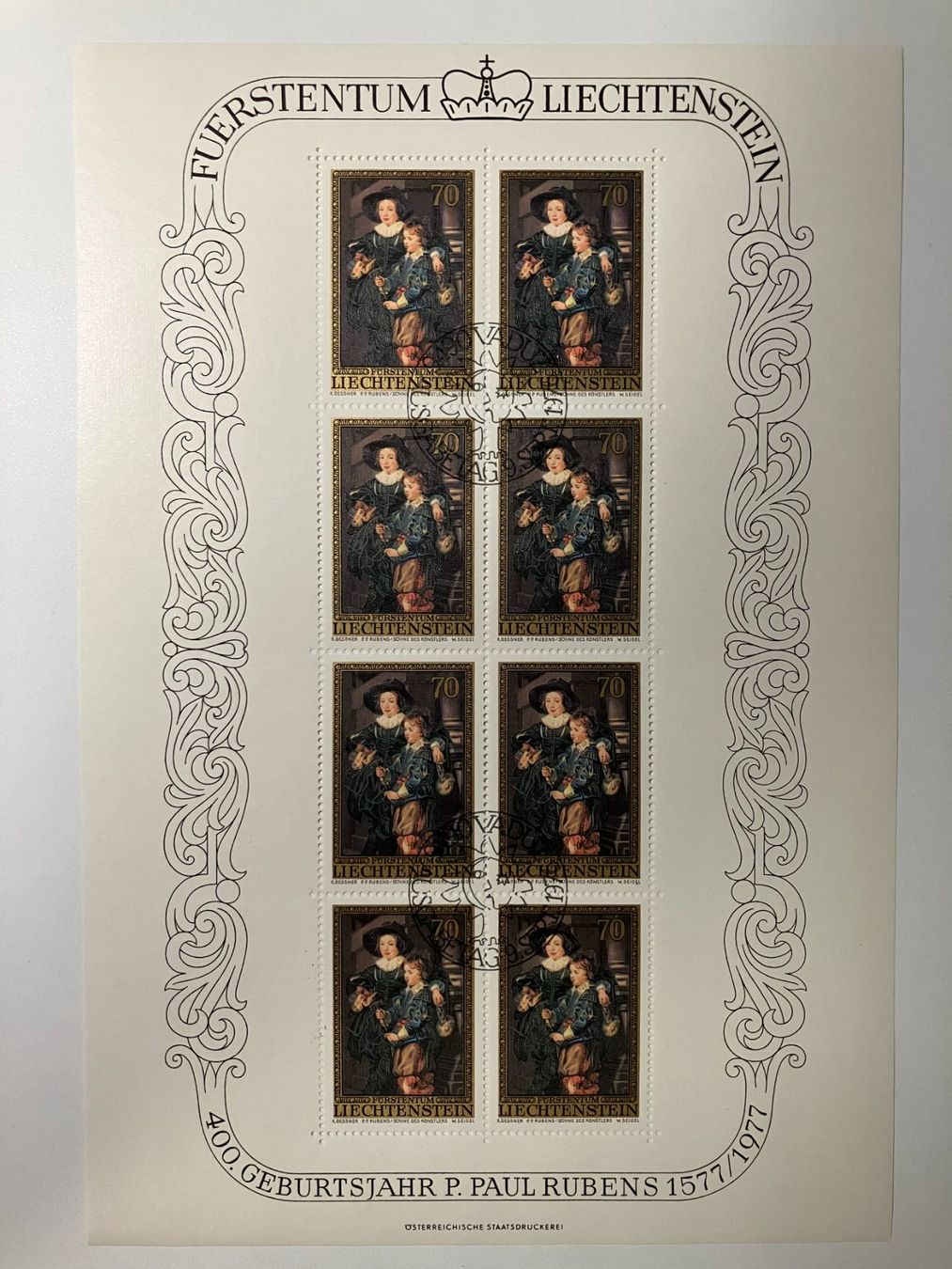 Tutti i francobolli: Liechtenstein, Kat. 593-95 Kleinbogen, Rubens, gestempelt – Usato da Würenlos venduto da Eulenpostuhu 1