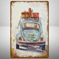🚗 VW Käfer on Tour – Retro Blechschild 🧳