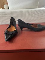 Duccio del Duca schwarze Leder Pumps mit Fransen Gr. 38