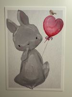 Postcard  - Bunny with heart balloon - NEW!