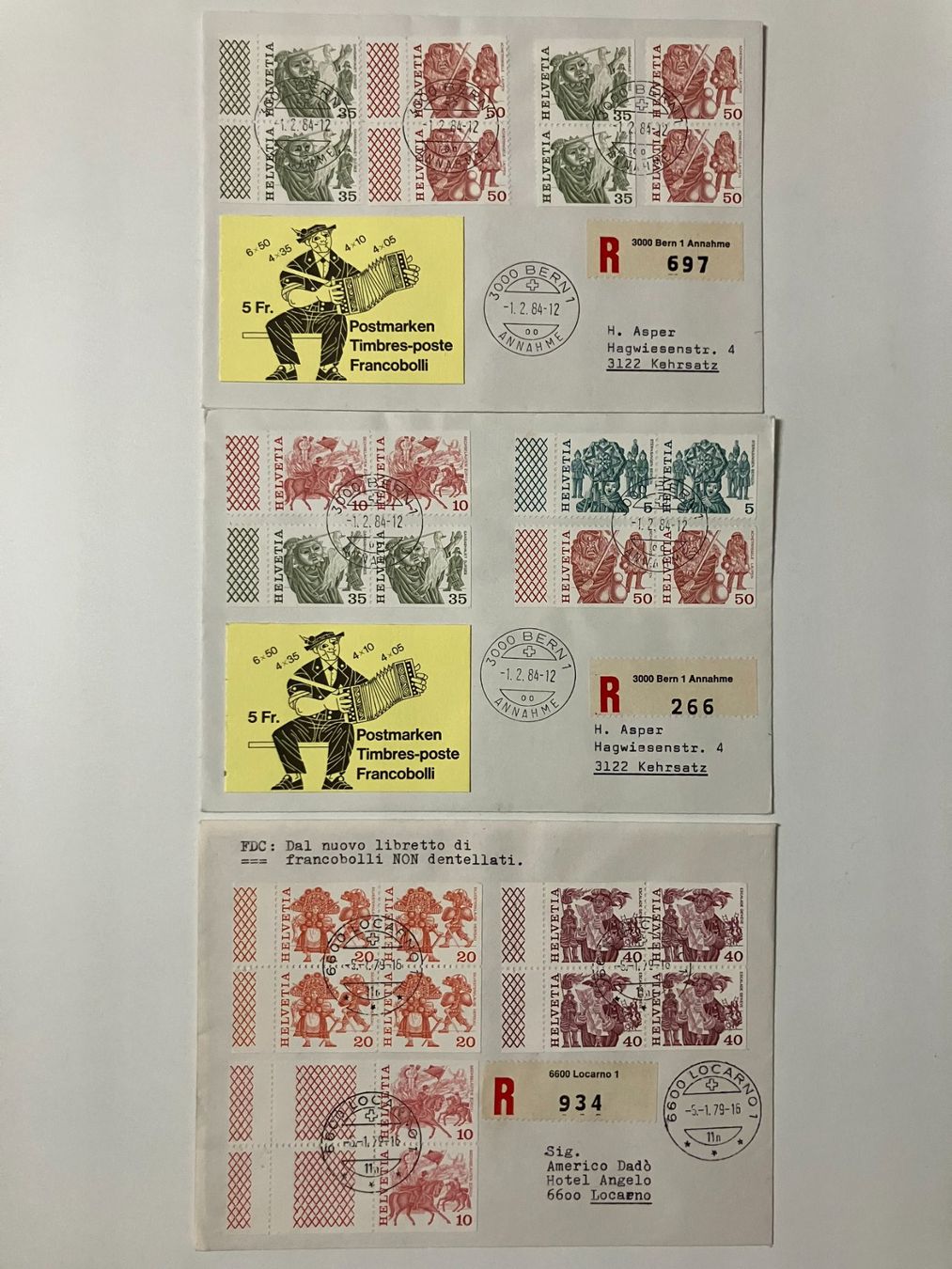 Tutti i francobolli: 1977+84, Volksbräuche, total 14 FDC's – Usato da Würenlos venduto da Eulenpostuhu 1