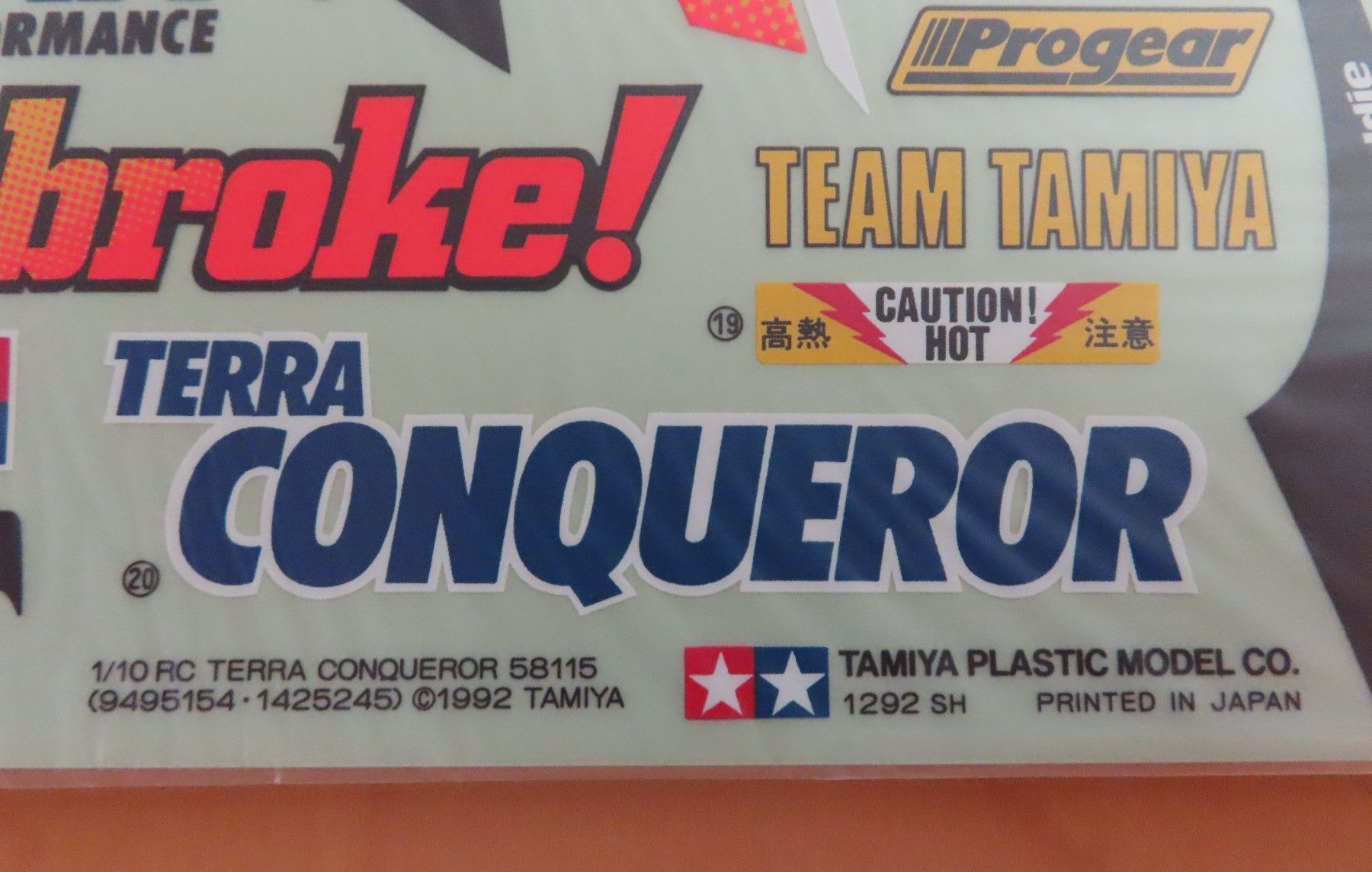 Tamiya Modellismo RC: Tamiya RC Decal 58115 Terra Conqueror neu 1992 – Nuovo e nell'imballaggio originale da Horgen venduto da Tenere24 1