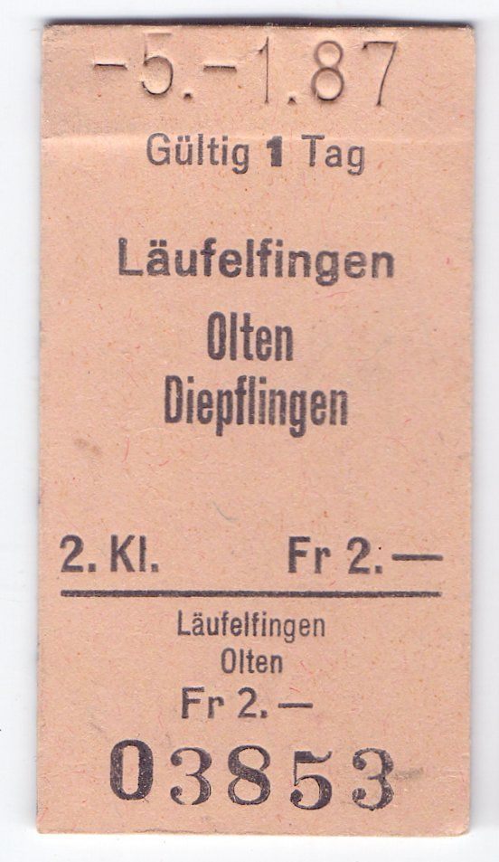 Tickets: Billette Läufelfingen - Olten - Diepflingen – Gebraucht aus Langenthal von Sammlungs_aus
