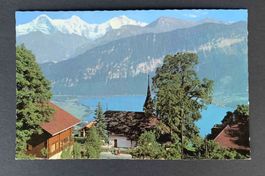 AK Beatenberg Kirche mit Eiger Mönch Jungfrau und Thunersee