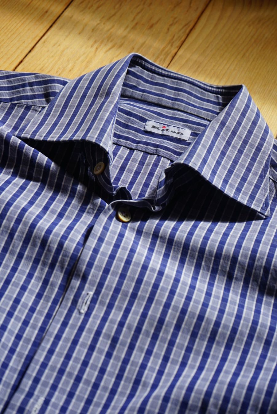 Kiton Camicie: Herren Hemd Kiton kariert blau langarm – Usato da Bern venduto da Nicolas.Tim 1