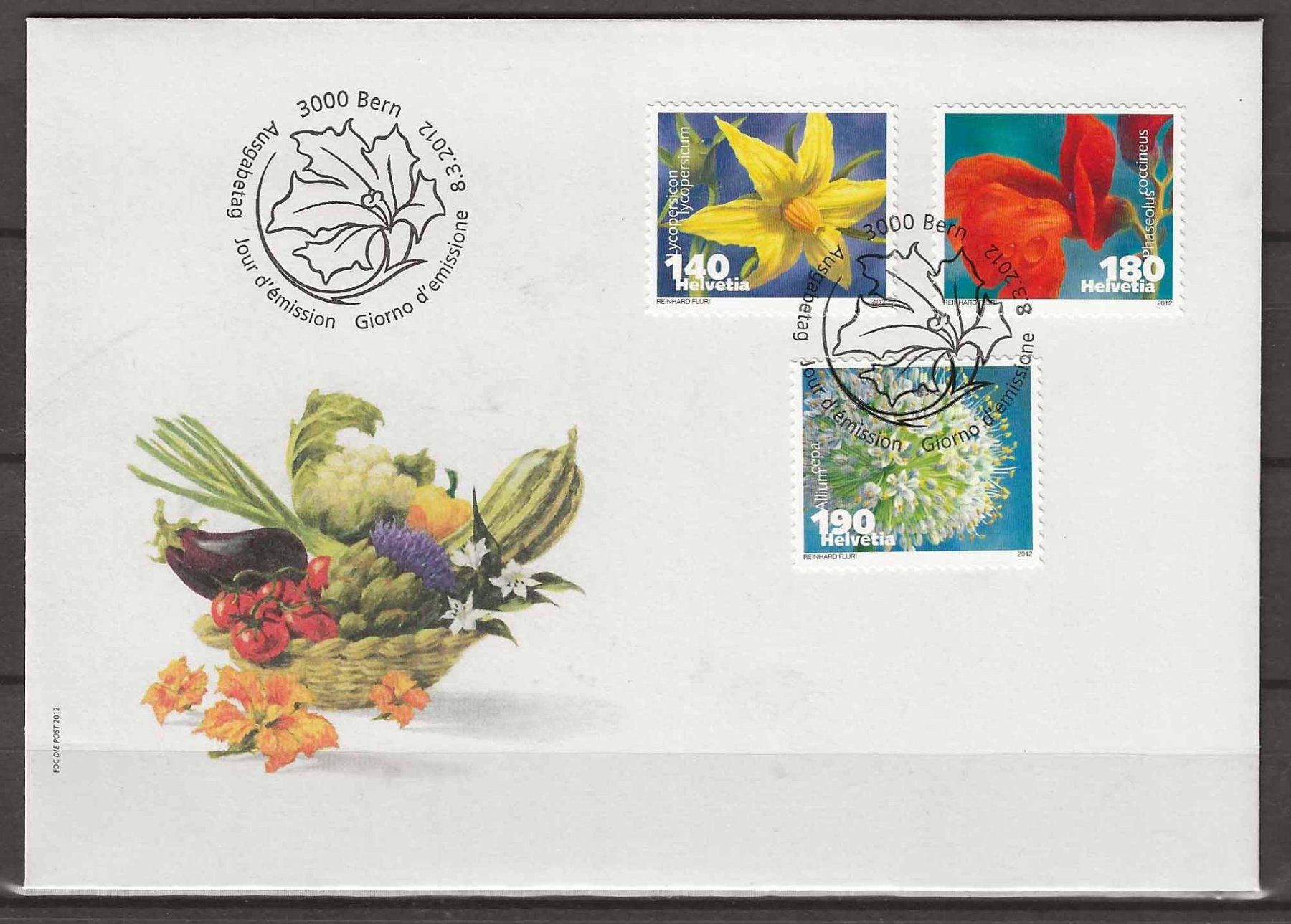 Tutti i francobolli: F1424 - FDC Légumes en fleurs 2012 – Usato da Trélex venduto da Phil_Albert