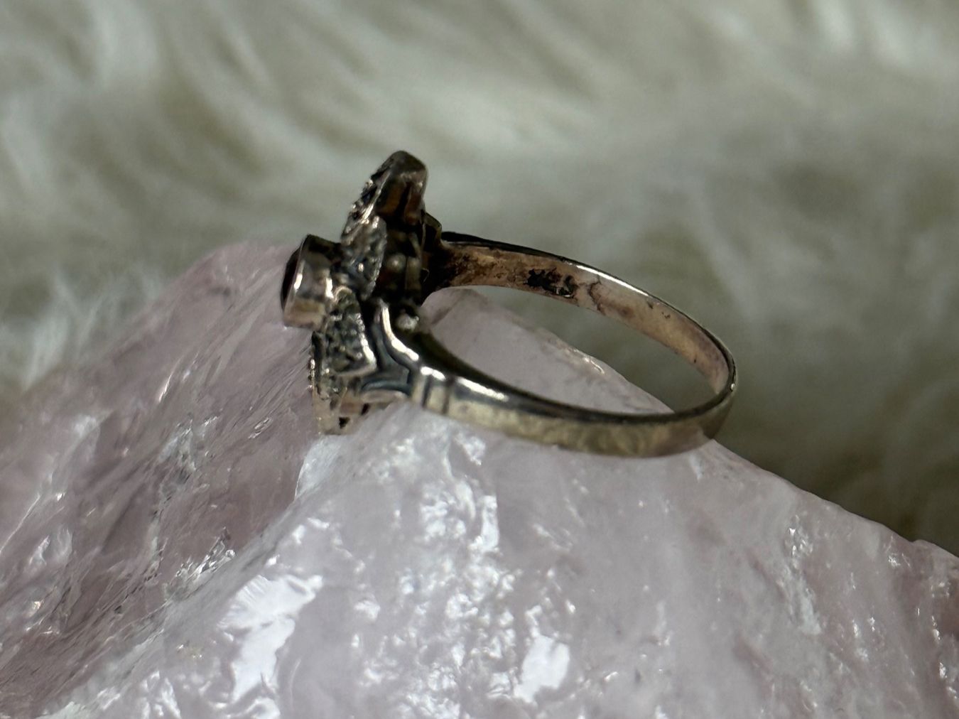 Anelli: Vintage Silberring 925 mit rotem Stein – Usato da Istighofen venduto da Ringparadies 1