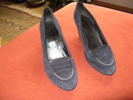 Pumps blau, Gr. 40 mit Keilabsatz