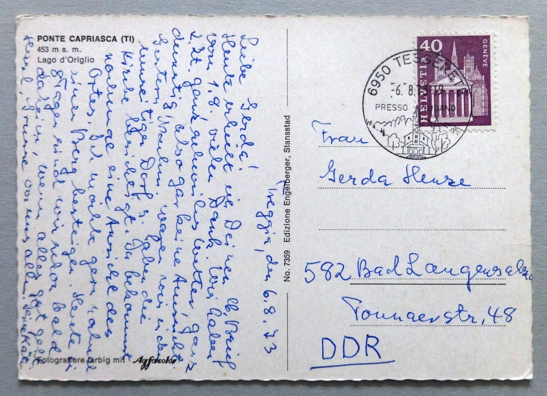 Cartoline postali: Ponte Capriasca, Lago d' Origlio – Usato da Fétigny venduto da Billy2miny 1