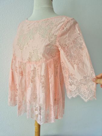 CLAUDIE PIERLOT TUNIKA NEU APRICOT S 36 SPITZE, TOP ZU HOSE