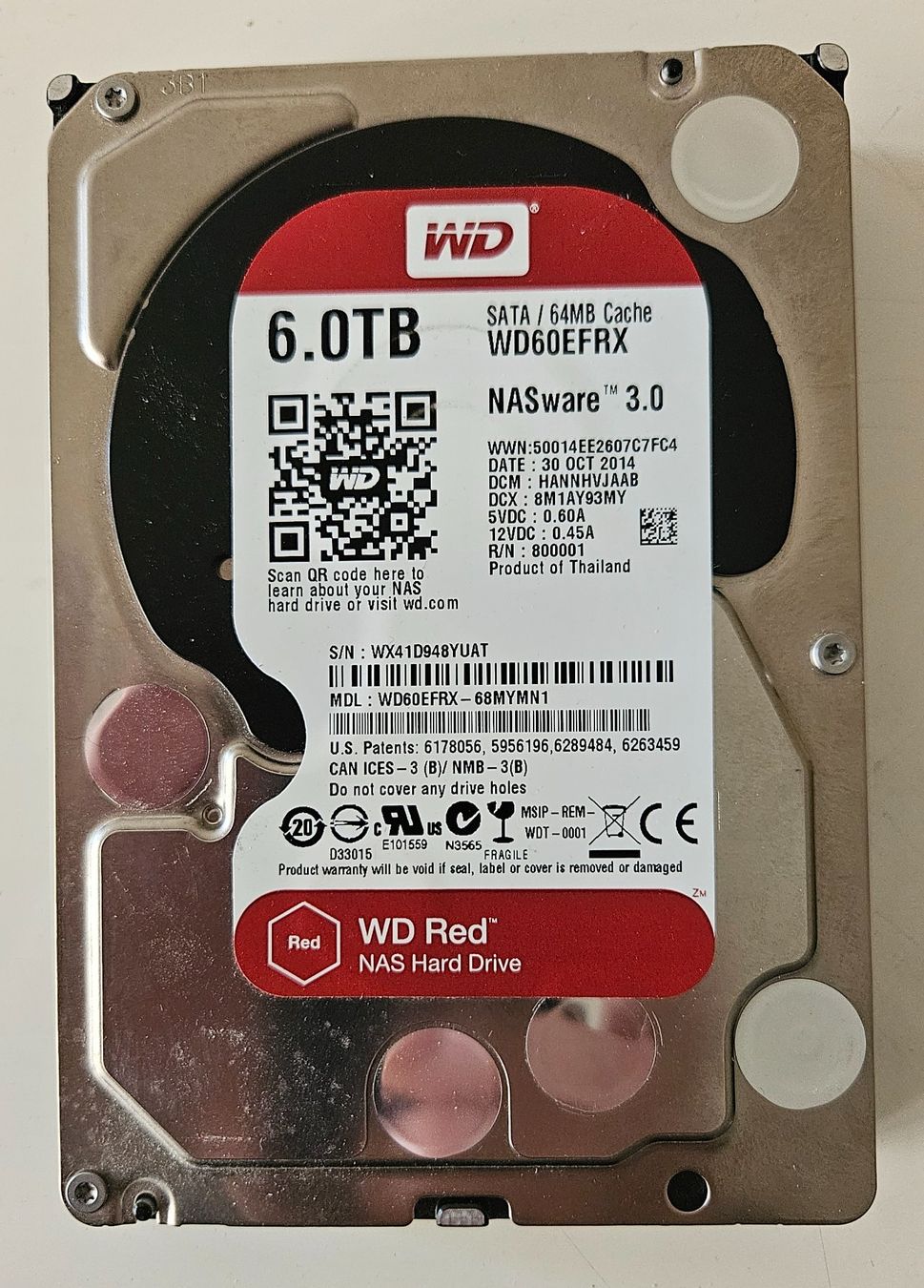 Western Digital Harddisks: 6TB WD Red WD60EFRX – Gebraucht aus Lausanne von FamilleCool
