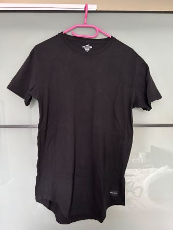 Hollister T-Shirt Gr. S schwarz Longline Curved Hem Baumw...