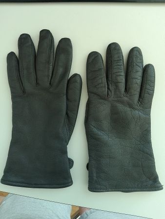 Lederhandschuhe XS Anthrazit mit Fleece Futter