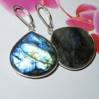 Ohrringe LABRADORIT 925 Silber facetiert