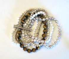 Armband Zuchtperlen/Tigerauge