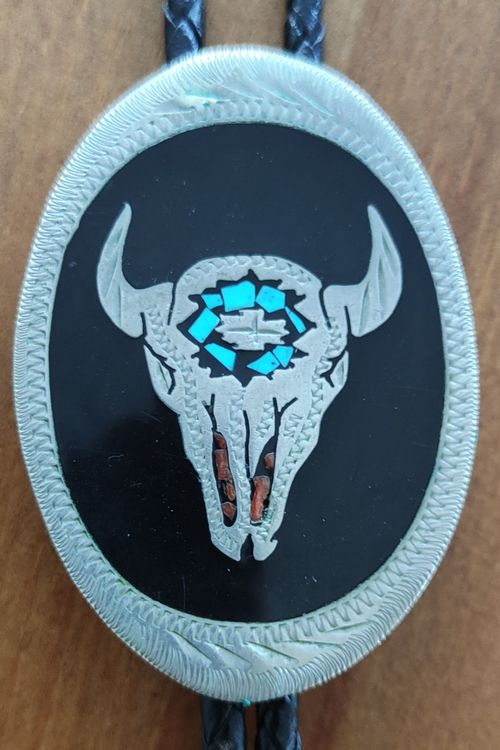 Western Bolo Krawatte Herren - Goldfarben Mit Totenkopf, Verstellbare Lederschnur Für Cowboy Style