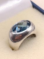 Vintage 925er Silber Silber Ring Ananas Schliff Aquamarin