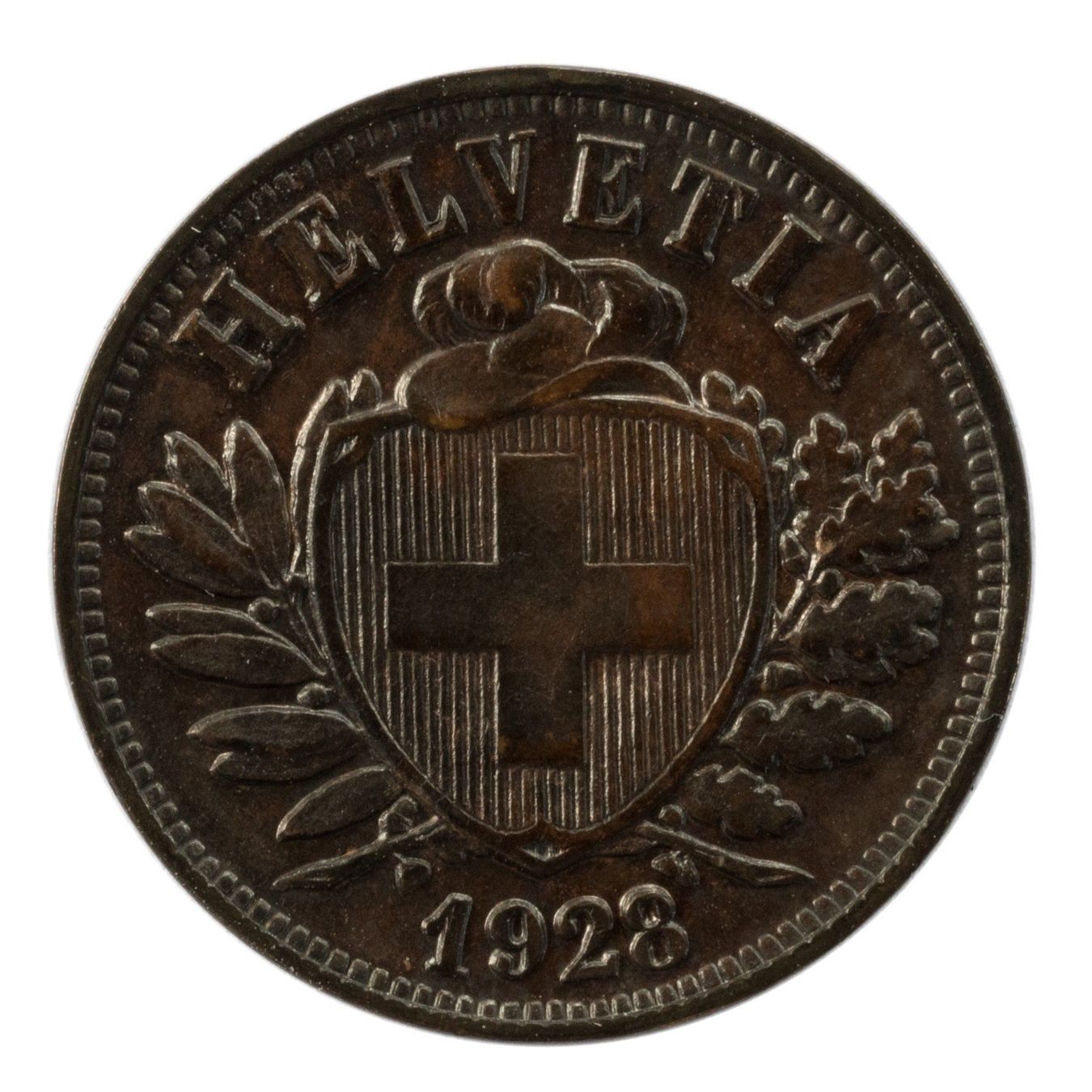 Tutti le monete: Schweiz / Suisse - 2 Rappen - 1928 – Usato da Rotkreuz venduto da Swiss-Coins