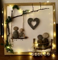 Personalisierte Familientafel mit Steinen und Licht , NEU!