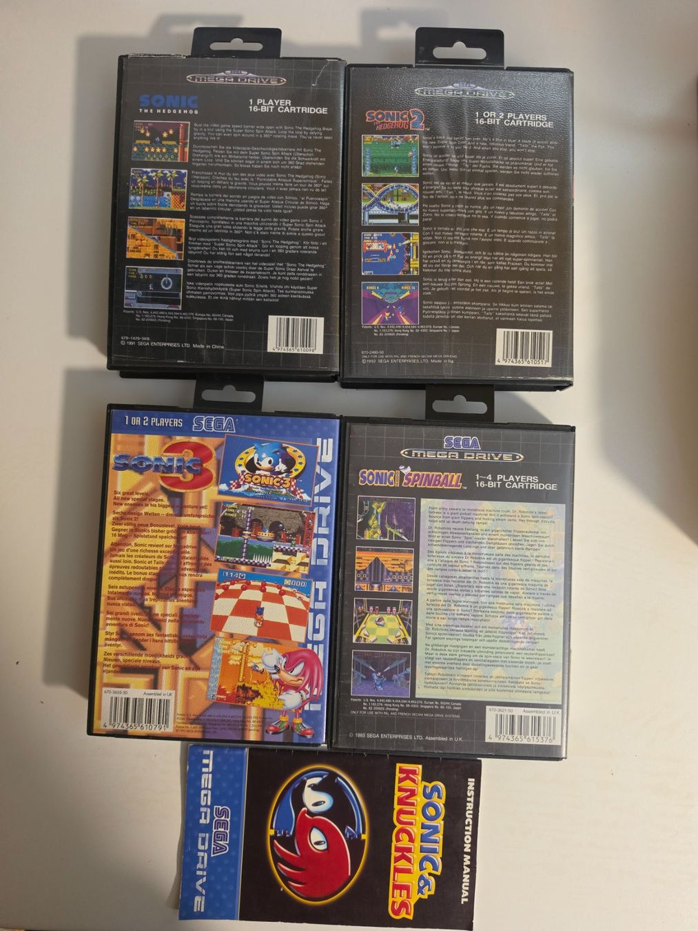 Sega Giochi: Sonic 1 2 3 Spinball Mega Drive PAL + Anleitungen – Usato da Tafers venduto da whereyogamesat 1