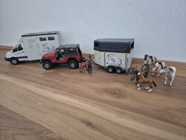 Bruder Tiertransporter, Jeep und Pferdeanhänger
