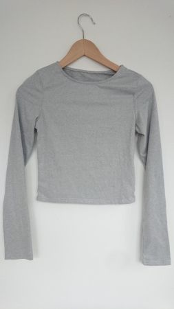 Damen Crop Langarmshirt Gr. S Grau