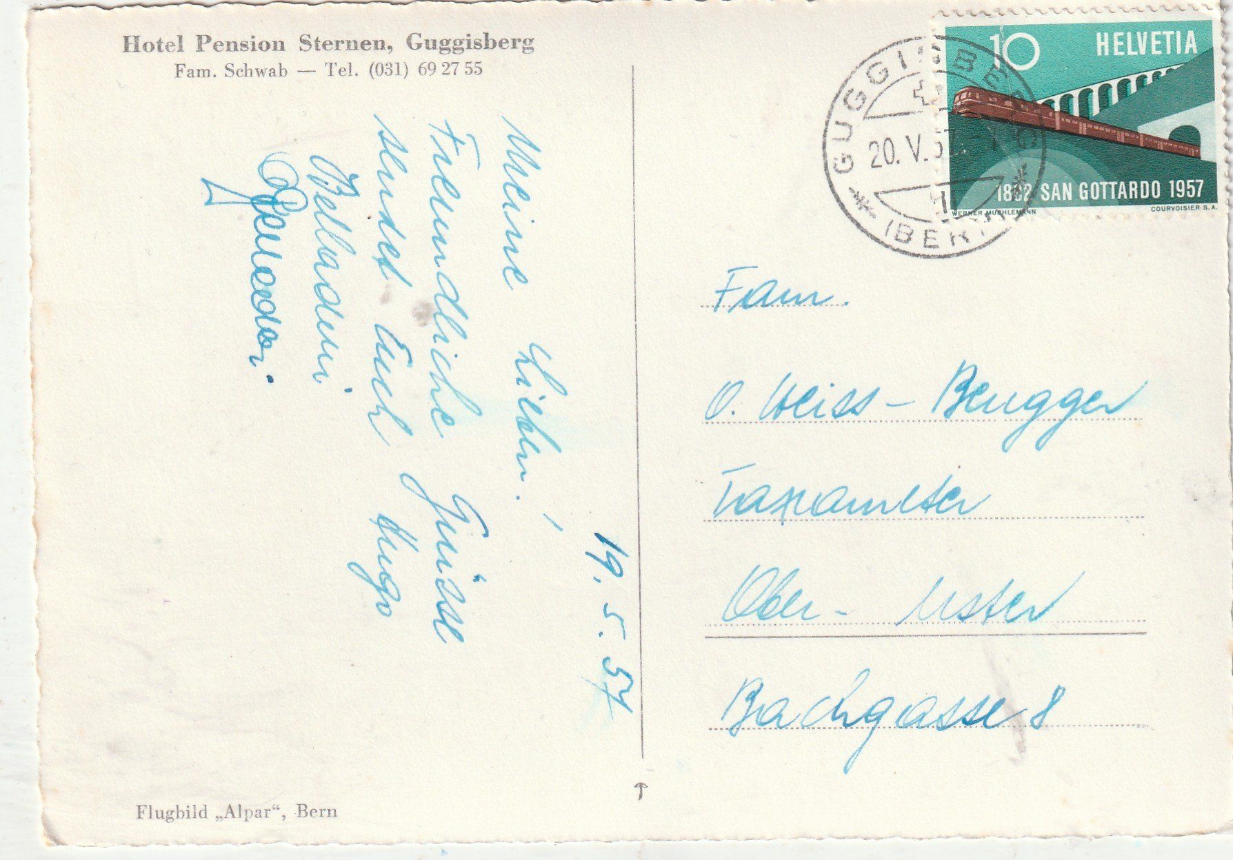Ansichtskarten: Guggisberg um 1957 – Gebraucht aus Lumbrein von made02 1