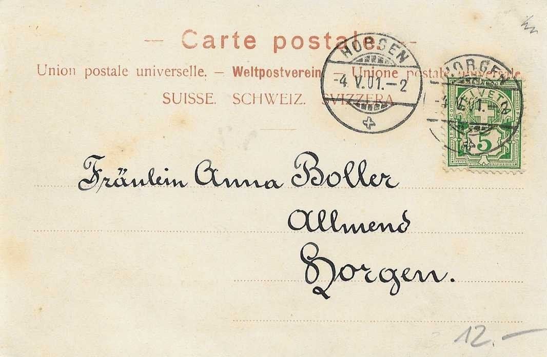 Cartoline postali: AK HORGEN DAMPF SCHIFF WAEDENSWIL 1901 – Usato da Schlossrued venduto da Aronliam 1