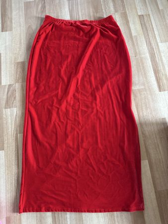 Roter Samt-Stretch-Rock La Sirène einf. Bundweite 37cm