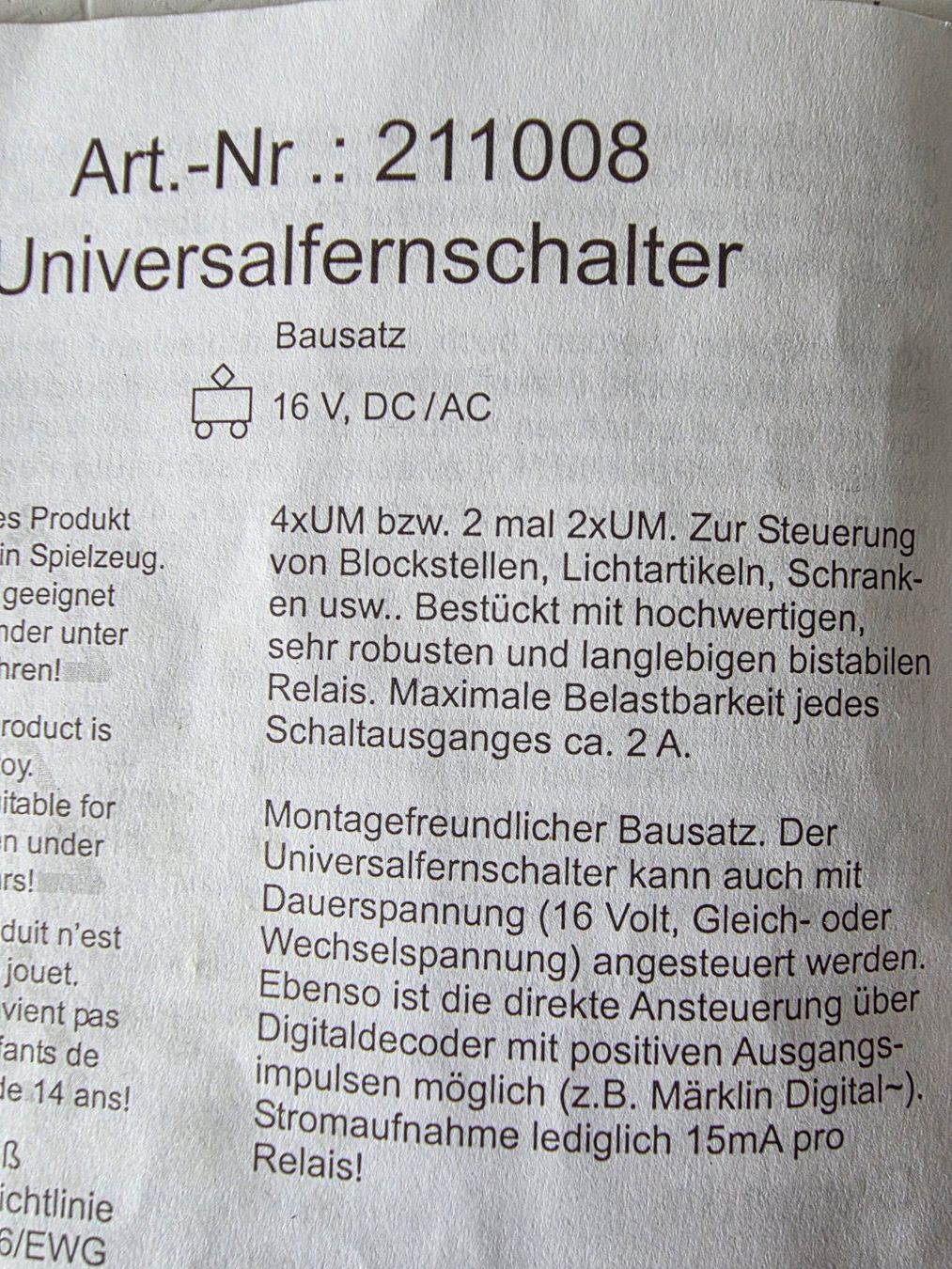 Modellini di ferrovie: 2 Stück Conrad Universalfernschalter, montiert – Usato da Seuzach venduto da Loeckeli01 1