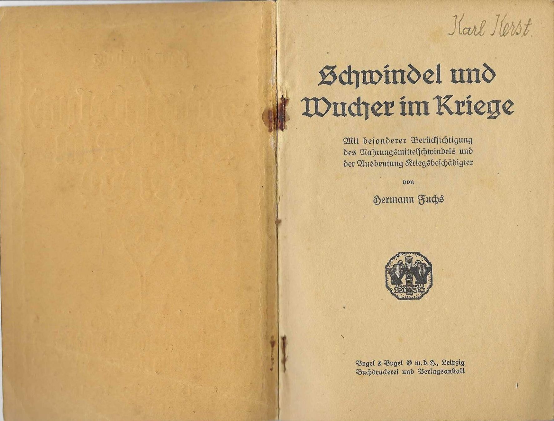 Libri: Schwindel und Wucher im Kriege, 1917 – Usato da Flims - Dorf venduto da Stagediver 1