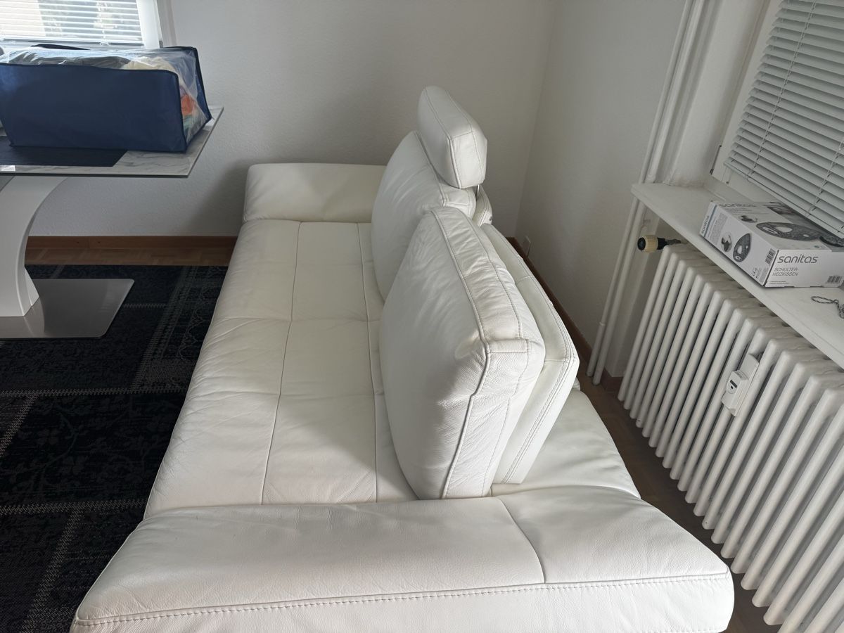 Divani: Design Leder-Sofa / Bett-Sofa, cremeweiss (grösser) – Usato da Romanshorn venduto da Benjamin__R 2