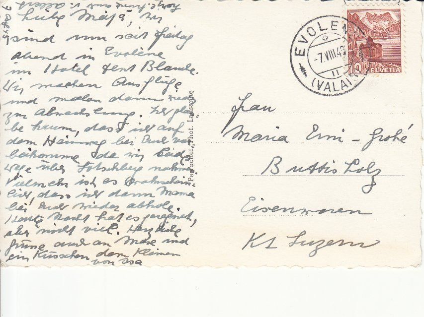 Cartoline postali: Evolene 1945 – Usato da Bürglen TG venduto da StampGraf 1