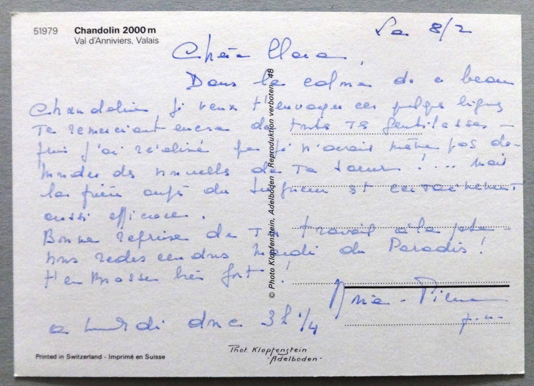 Cartes postales: Chandolin 2000 m, Val d' Anniviers – D'occasion à Fétigny par Billy2miny 1