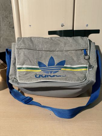 Sac bandoulière Adidas bleu/gris, vintage, spacieux