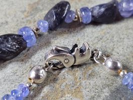 Tansanit Kette 925 Silbe Tansanitkette Schmuck natürlich Roh
