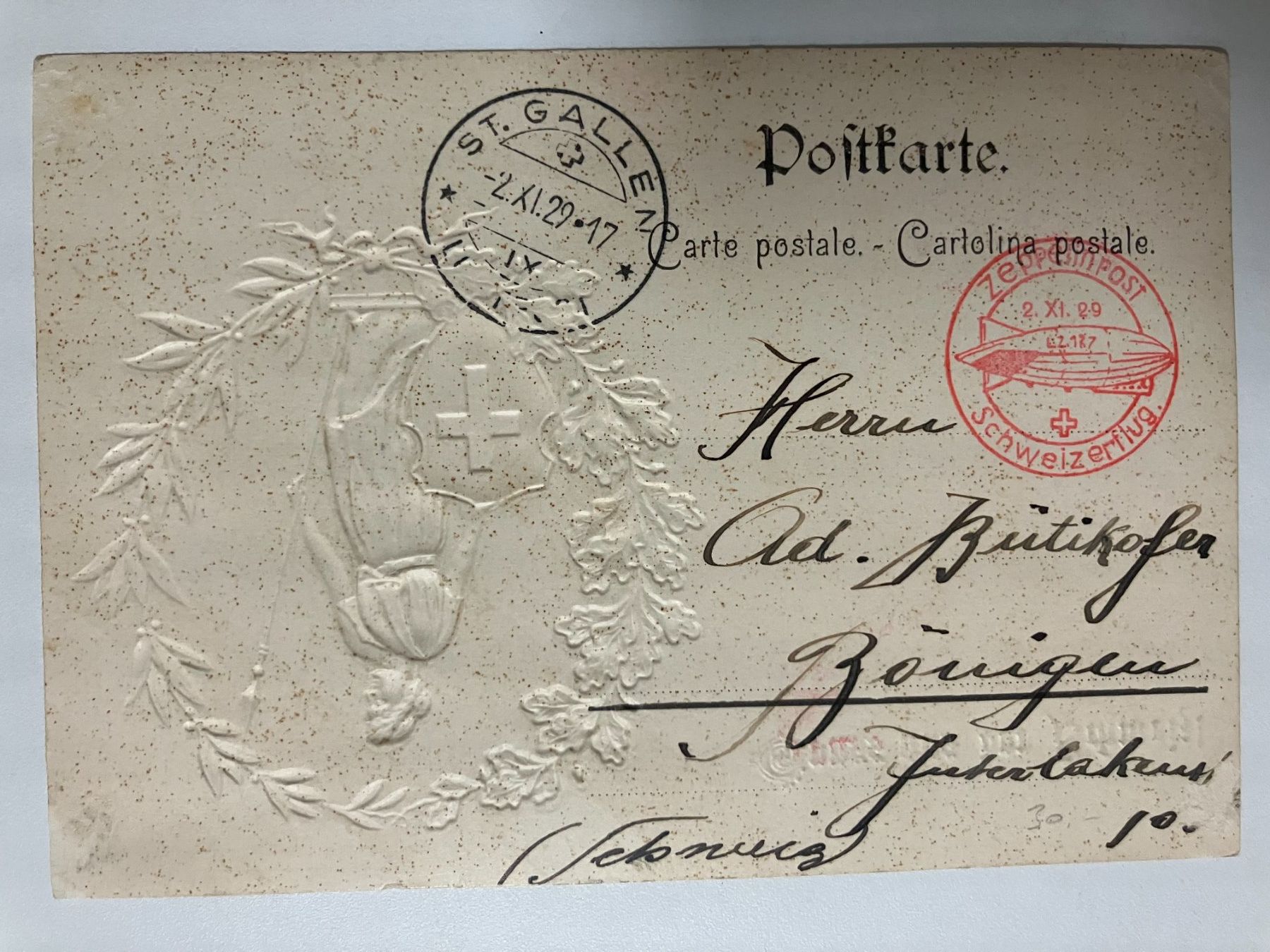 Alle Briefmarken: 1929 Zeppelinpost, Schweizerflugkarte – Gebraucht aus Würenlos von Eulenpostuhu 1