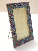 Fotorahmen, Silber gestempelt ,Cloisonne Emaille, Russland