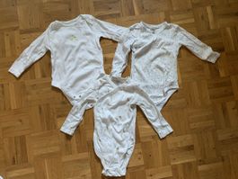 Baby Bodies ( 3 Stk ) 2 Wickelbody 1 Langarm Body Gr 86 92