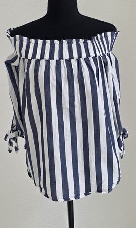 H&M Off-Shoulder Streifenbluse Gr. 36 Sommer Top luftig