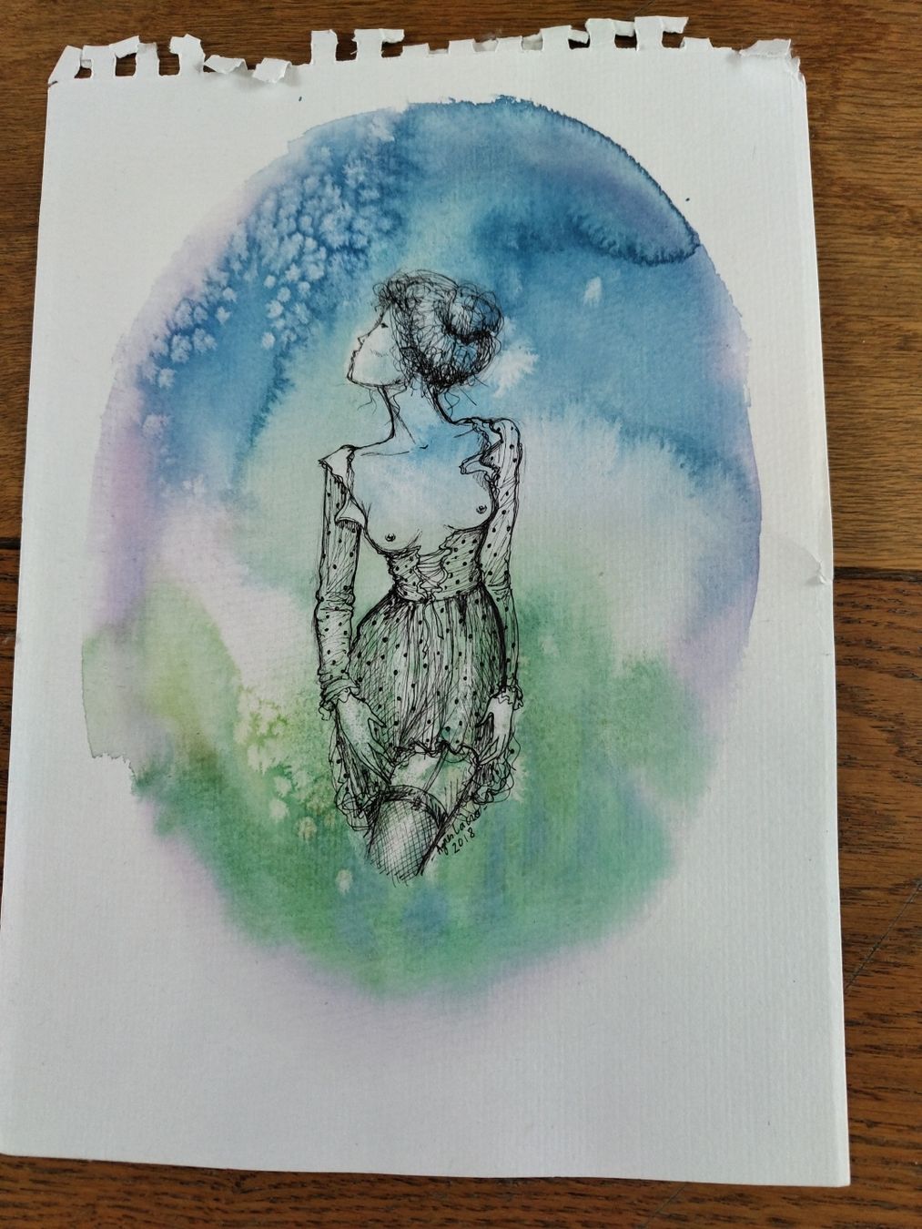 Dipinti: Akt Kunst Zeichnung mit Aquarell Technik original – Nuovo (secondo la descrizione) da Gams venduto da bigwolfi-schnuggel