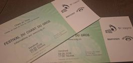 2 billets vendredi 04.09 pour le Chant du Gros