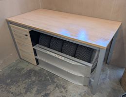 Tisch Metall Holz Werkstatt Büro