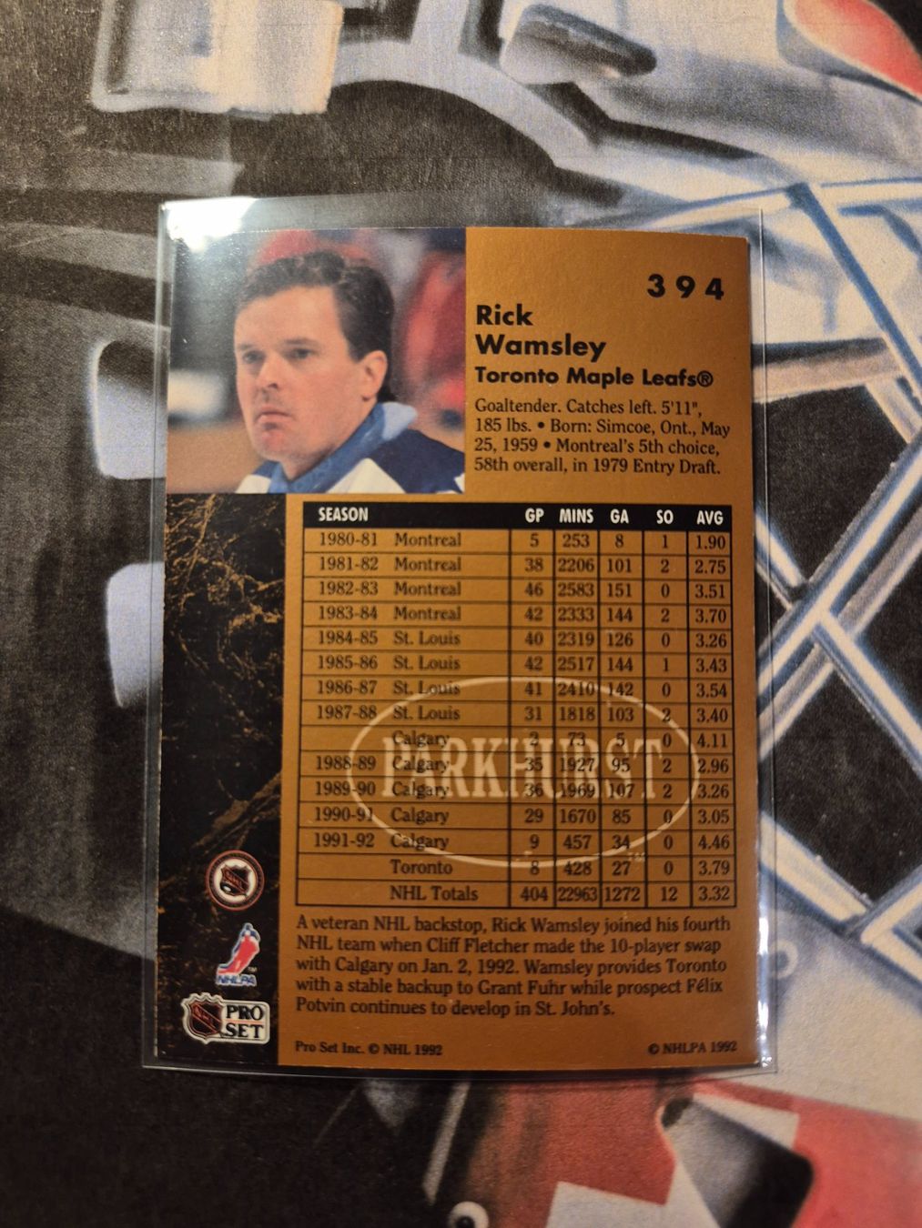 NHL Sammelbilder & Trading cards: NHL Rick Wamsley Toronto Maple Leafs – Gebraucht aus Treiten von Sauber73 1