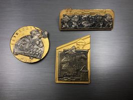 ⭐ 3x Fasnachtsplakette Basel 1962/1963/1964 Gold
