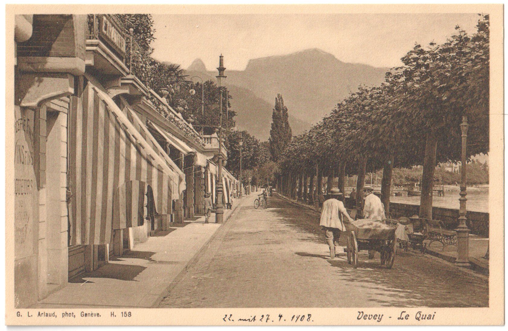 Cartes postales: VEVEY: le quai animé 1908 – D'occasion à Engelburg par Swisscards 1