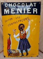 Chocolat Menier Werbetafel, Emaille Schild gewölbt